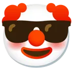 cara de payaso + cara sonriendo con gafas de sol