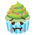 würgendes Gesicht + Cupcake