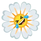 وجه ضاحك يتدحرج على الأرض + زهرة