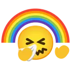 niesendes Gesicht + Regenbogen