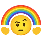 face with raised eyebrow + rainbow