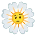 face with raised eyebrow + blossom