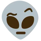 face with raised eyebrow + alien
