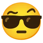 face with raised eyebrow + smiling face with sunglasses