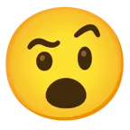 face with raised eyebrow + face with open mouth