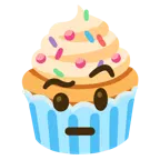 face with raised eyebrow + cupcake