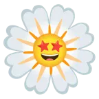 وجه بعينين على شكل نجمة + زهرة