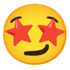 وجه بعينين على شكل نجمة + وجه بابتسامة متكلفة