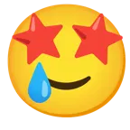 وجه بعينين على شكل نجمة + وجه مبتسم مع دمعة