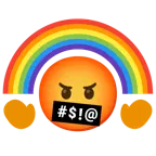 face with symbols on mouth + rainbow