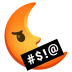 face with symbols on mouth + last quarter moon face
