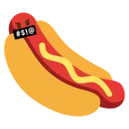 face with symbols on mouth + hot dog