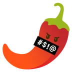 face with symbols on mouth + hot pepper