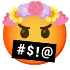 face with symbols on mouth + tulip