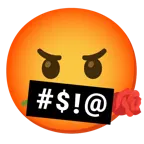 face with symbols on mouth + rose