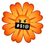 face with symbols on mouth + blossom