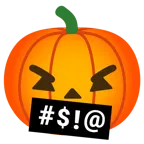 face with symbols on mouth + jack-o-lantern