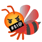 face with symbols on mouth + honeybee