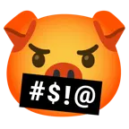 face with symbols on mouth + pig face