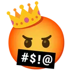 face with symbols on mouth + crown