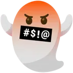 face with symbols on mouth + ghost