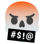 face with symbols on mouth + skull