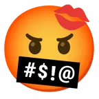 face with symbols on mouth + kiss mark