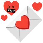face with symbols on mouth + love letter