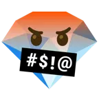 face with symbols on mouth + gem stone