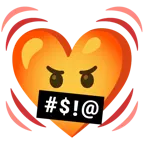 face with symbols on mouth + beating heart
