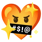 face with symbols on mouth + sparkling heart
