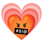face with symbols on mouth + growing heart