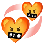 face with symbols on mouth + revolving hearts