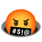 face with symbols on mouth + hole