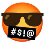 face with symbols on mouth + smiling face with sunglasses