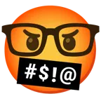 face with symbols on mouth + nerd face