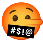face with symbols on mouth + lying face