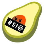 face with symbols on mouth + avocado