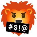face with symbols on mouth + lion