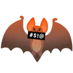 face with symbols on mouth + bat