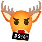 face with symbols on mouth + deer