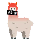 face with symbols on mouth + llama