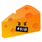 face with symbols on mouth + cheese wedge