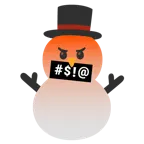face with symbols on mouth + snowman without snow