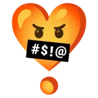 face with symbols on mouth + heart exclamation