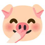 cara con mano sobre la boca + cara de cerdo