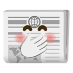cara con mano sobre la boca + periódico