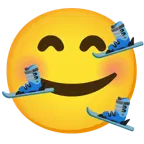 وجه مبتسم مع ثلاثة قلوب + تزلج