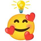 وجه مبتسم مع ثلاثة قلوب + مصباح مضاء
