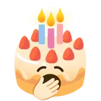 cara de bostezo + tarta de cumpleaños